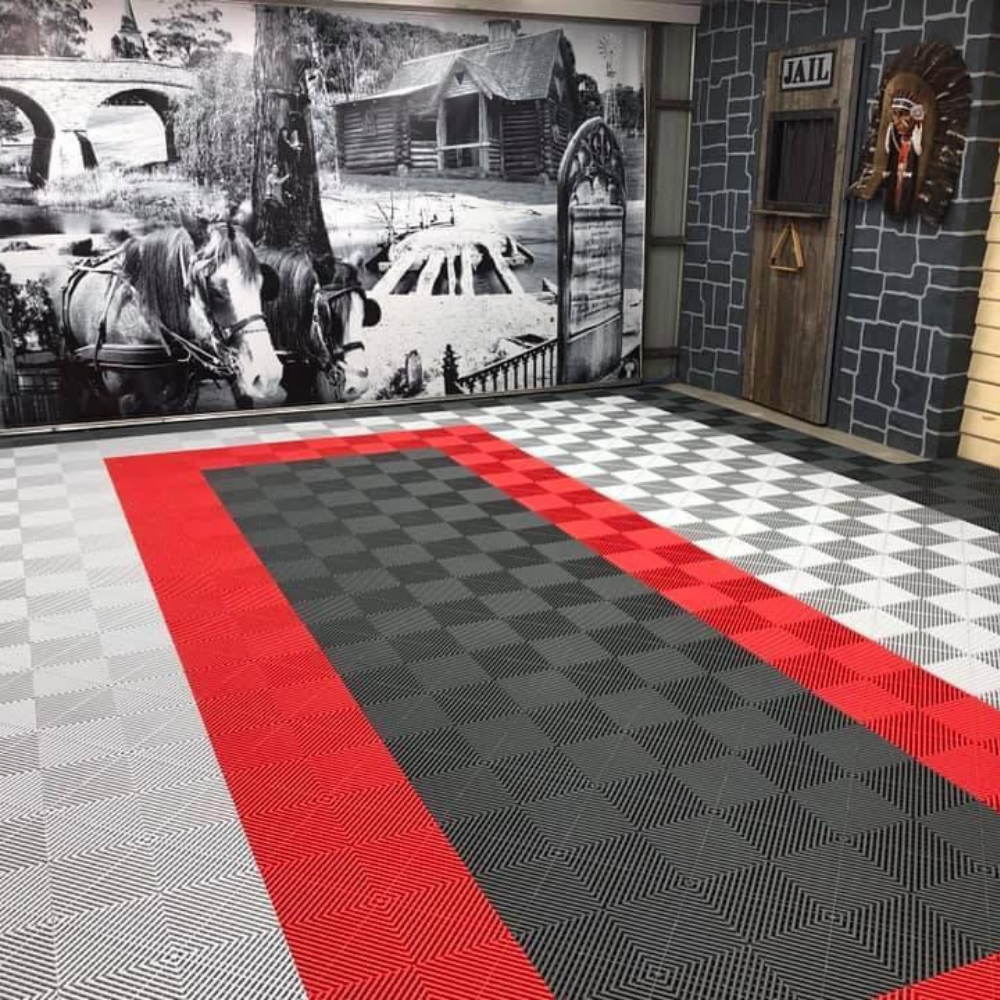 Swisstrax Ribtrax Racing Red Garage Floor Tile