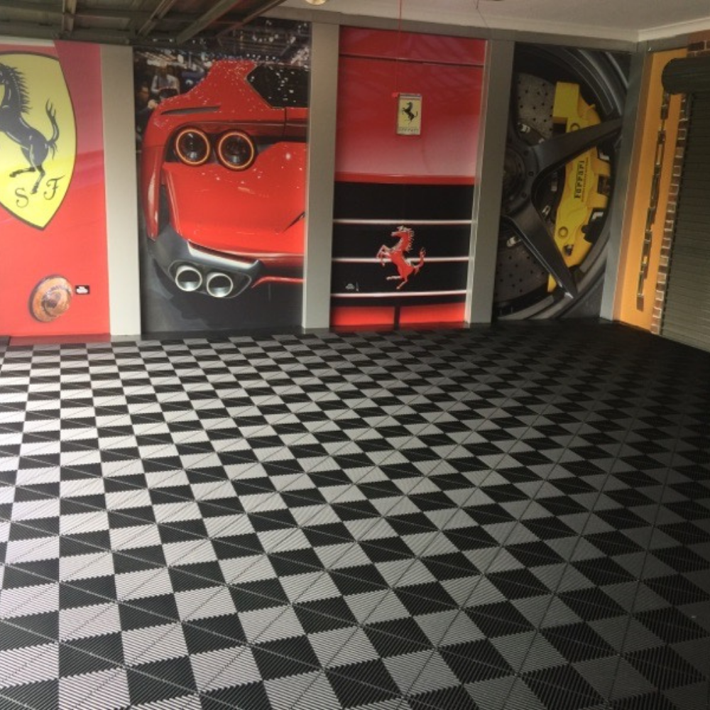Swisstrax Ribtrax Jet Black Garage Floor Tile